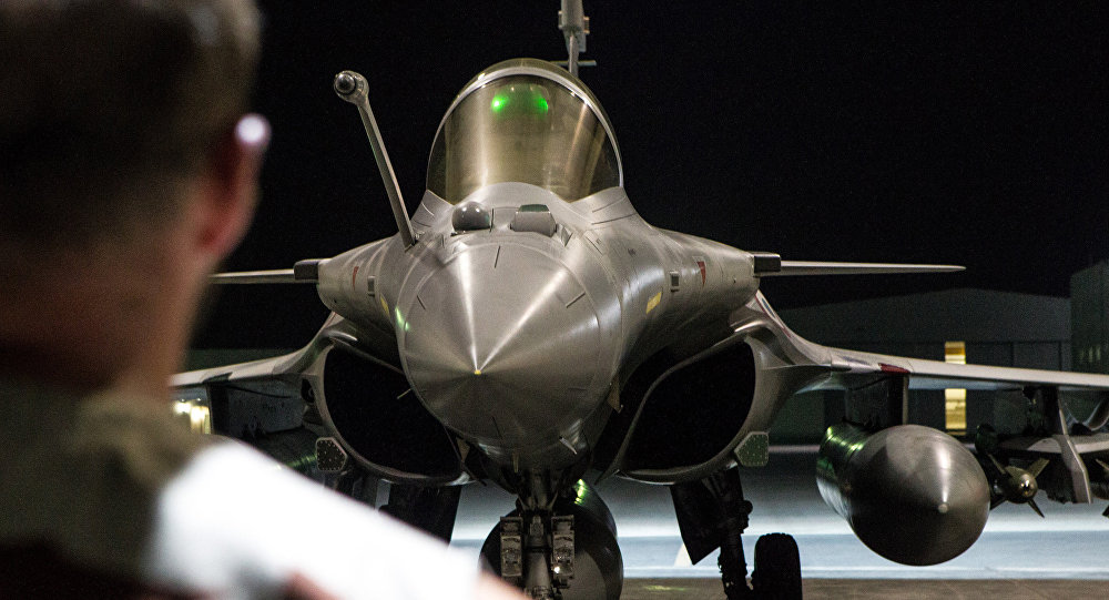 Oct. 9 2015 by the French Army Communications Audiovisual office shows a French army Rafale fighter jet on the tarmac of an undisclosed air base as part of France's Operation Chammal launched in September 2015 in