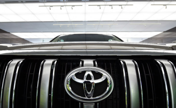 Toyota Motors&#039 model Land Cruiser Prado is displayed at the company's Tokyo headquarters