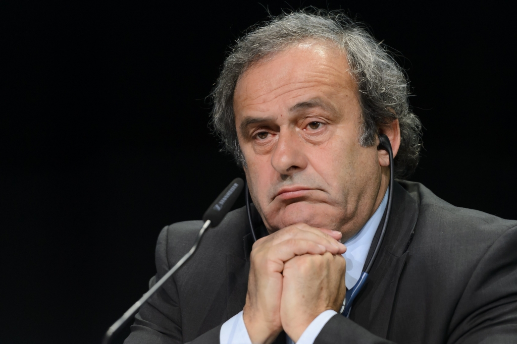 28 2015 in Zurich shows UEFA President Michel Platini giving a press conference prior to the 65th FIFA Congress. UEFA is to hold