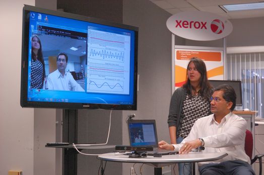 Xerox employees demonstrate using webcams to pick up health vitals at the Xerox Research Center Webster