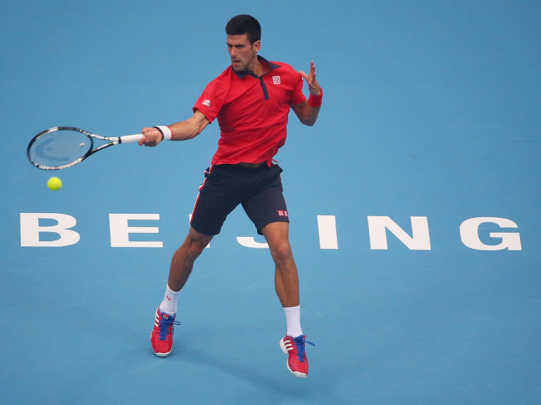 Novak Djokovic en route to an easy win over Simone Bolelli