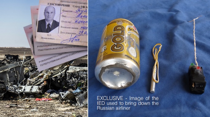 A screenshot of the IED the Islamic State group says it used to down the Russian plane over the Sinai Peninsula