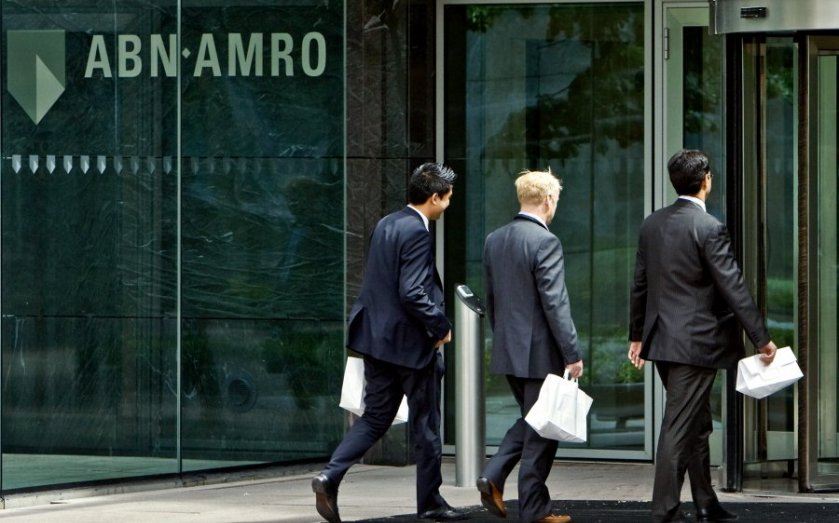 Employees of the ABN Amro Bank headquart