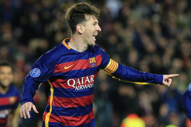 Lionel Messi celebrates after scoring