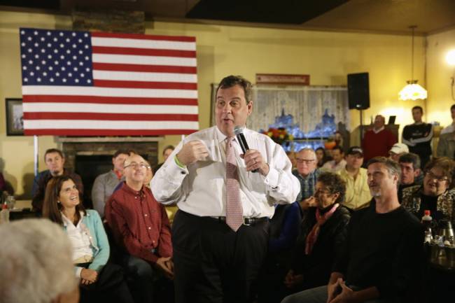 Governor Christie meeting with voters Wednesday during a campaign stop in Bettendorf Iowa