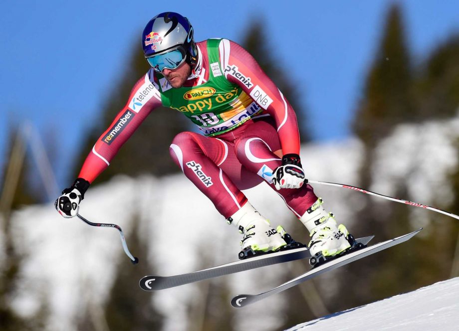 Aksel Lund Svindal of Norway skis during the men's World Cup Super-G in Lake Louise Alberta on Sunday Nov. 29 2015. MANDATORY CREDIT