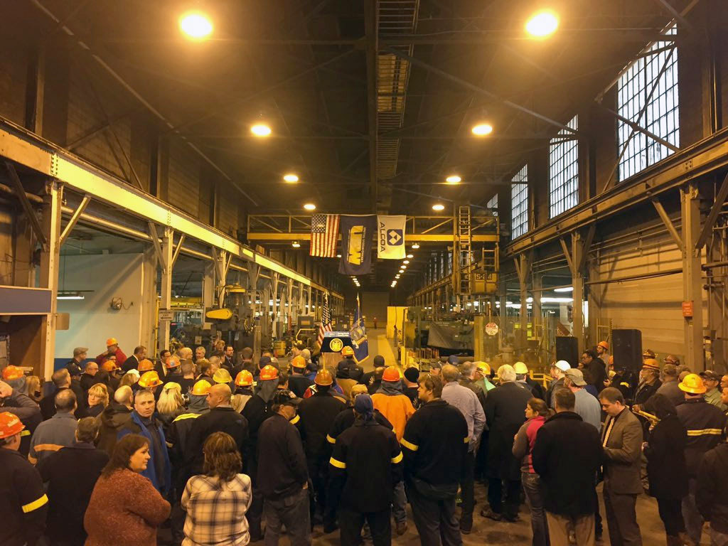 Alcoa workers waiting in anticipation for announcement