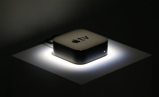 Apple TV during a product display following an Apple event in San Francisco. The newly overhauled Apple TV is not just for video