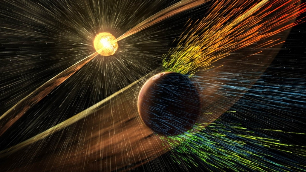 Mars solar storms