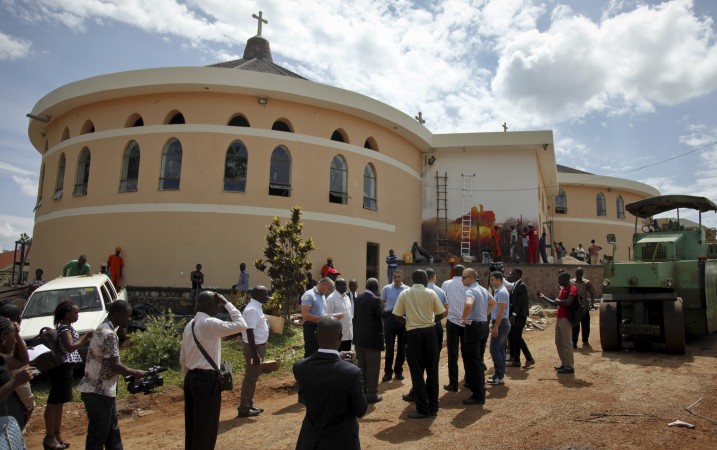 Security officials from Uganda and an advance team from the Vatican visited the Anglican Sanctuary of the Martyrs which Pope Francis is expected to visit later in the week at Namugongo a suburb in the east of Kampala in Uganda Monday Nov. 23. (AP Pho