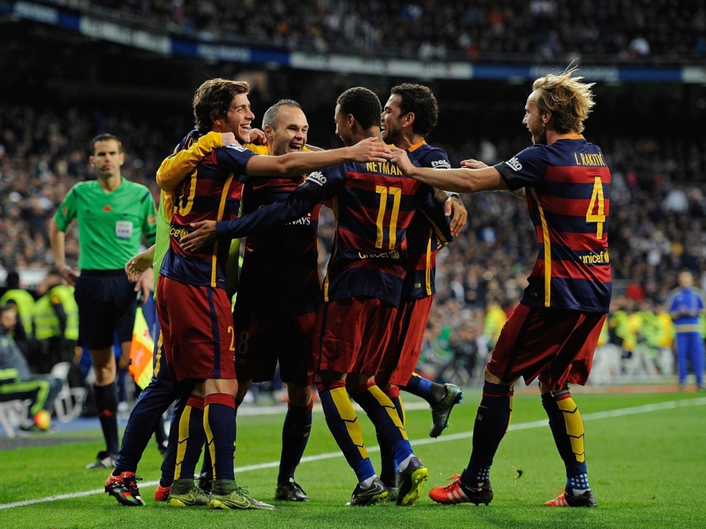 Barcelona's players celebrate their win Getty Images