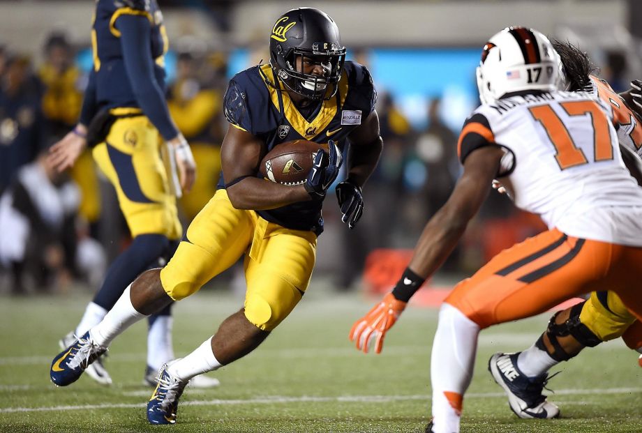 Cal’s Vic Enwere scores on a 1-yard run in the second quarter