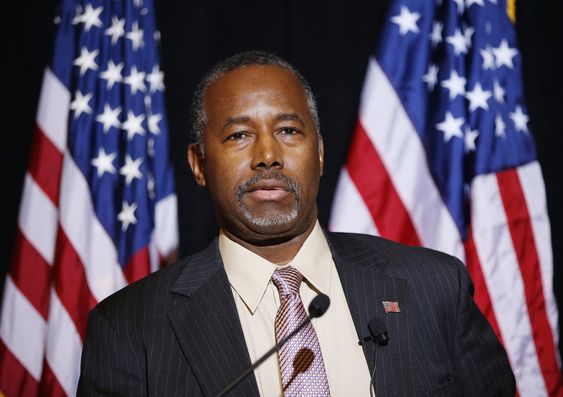 Dr. Ben Carson speaks at a news conference Monday Nov. 16 2015 in Henderson Nev. Carson called for Congress to cut off funding for resettlement of Syrian immigrants in the U.S