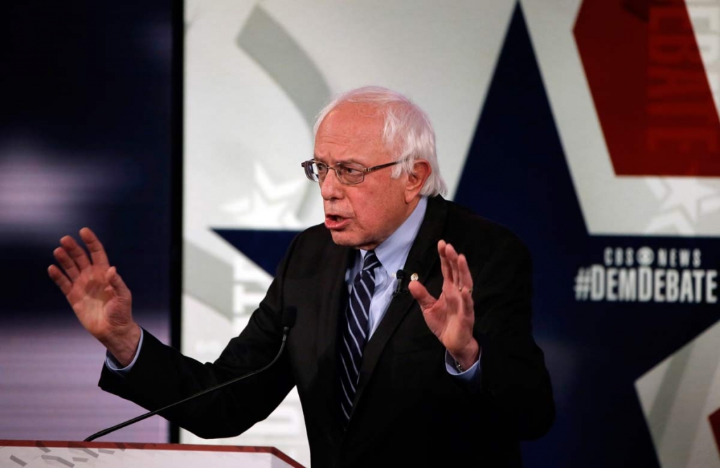 Bernie Sanders speaks during a Democratic presidential primary debate Saturday Nov. 14 2015 in Des Moines Iowa