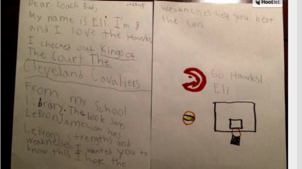 Between you and me The letter from Eli to Coach Bud