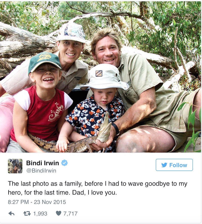 Bindi Irwin breaks down during emotional tribute to her late father