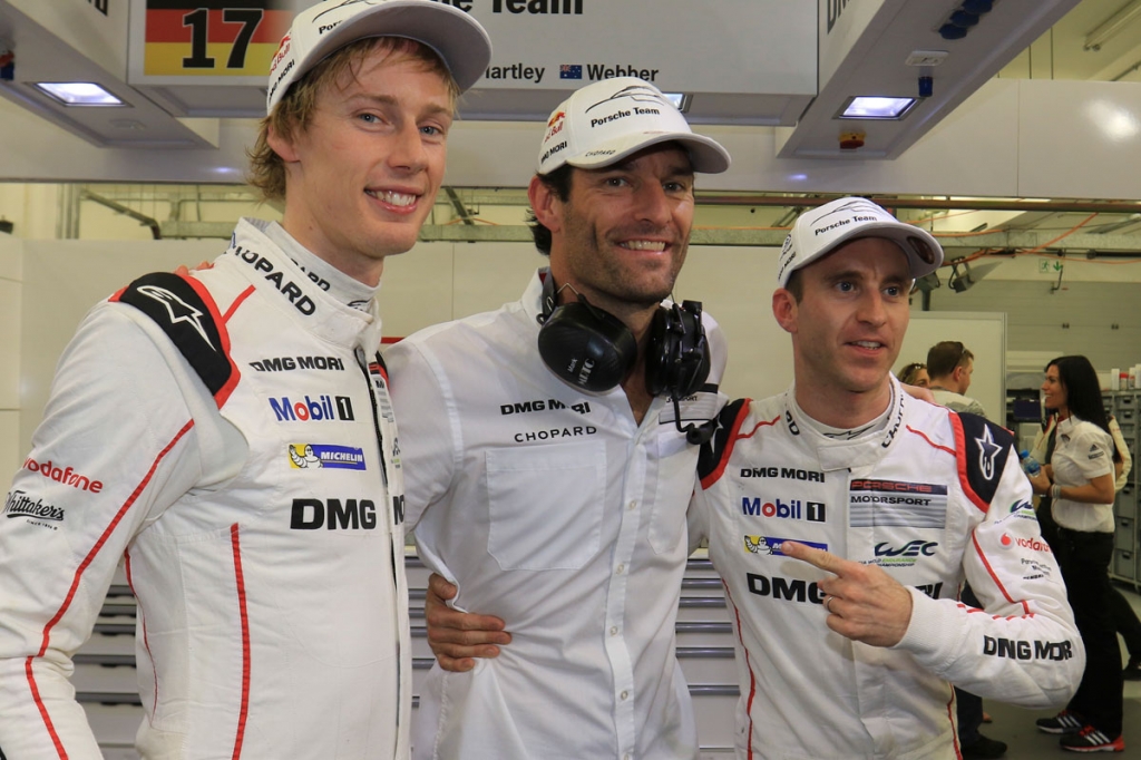 Brendon Hartley Mark Webber and Timo Bernhard