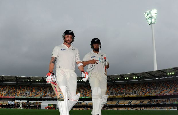 Brendon Mc Cullum and Ross Taylor leave the Gabba