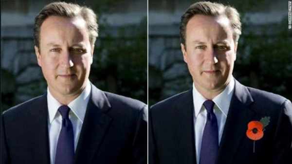 British Prime Minister David Cameron mocked for faked poppy portrait