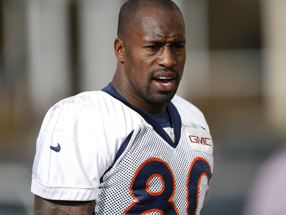 Denver Broncos tight end Vernon Davis after an NFL practice session at the team's headquarters Wednesday Nov. 4 2015 in Englewood Colo