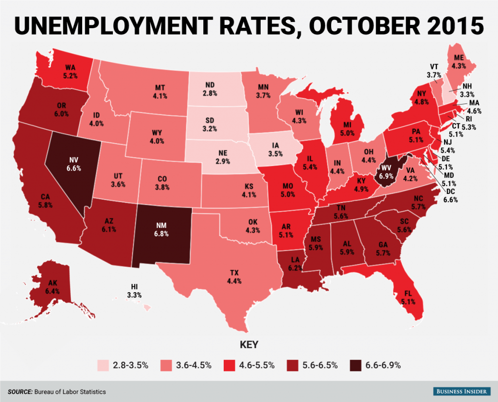 October 2015 state unemployment rates