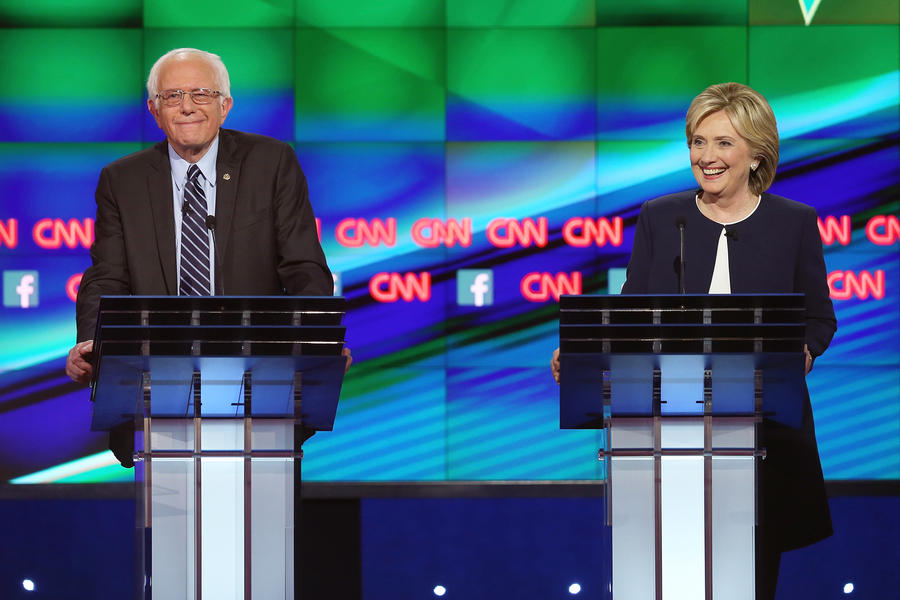 Bernie Sanders and Hilary Clinton First Democratic Debate