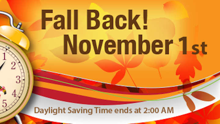 Clocks get set back an hour Nov. 1 at 2 a.m