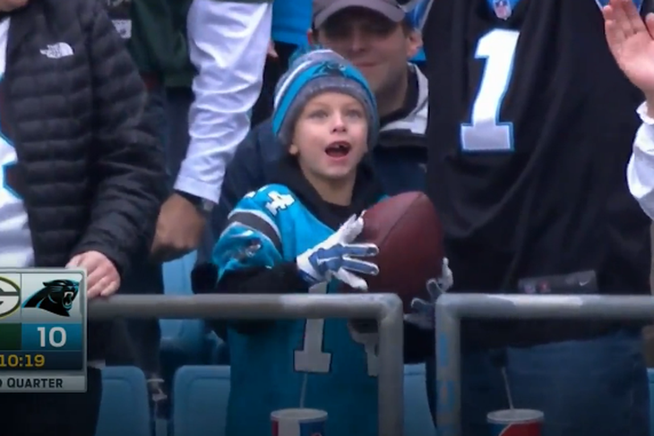 Cam Newton snatches Packers banner from Green Bay fans at Panthers' stadium