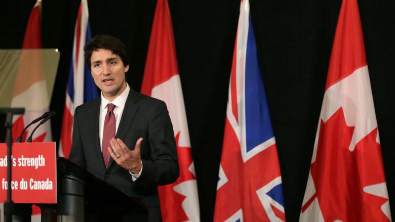 Canadian Prime Minister Justin Trudeau delivers a speech on diversity at Canada House in London Wednesday Nov. 25 2015