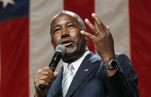 Republican presidential candidate Ben Carson delivers a speech to supporters in Phoenix. Some leading Republican presidential candidates seem to view Muslims as fair game for increasingly harsh words they might not