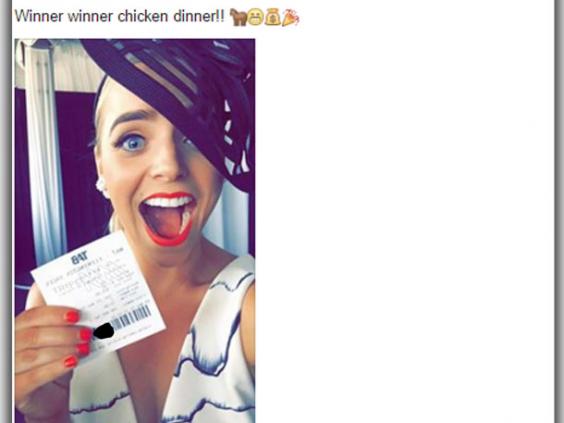 Chantelle's selfie with the winning ticket