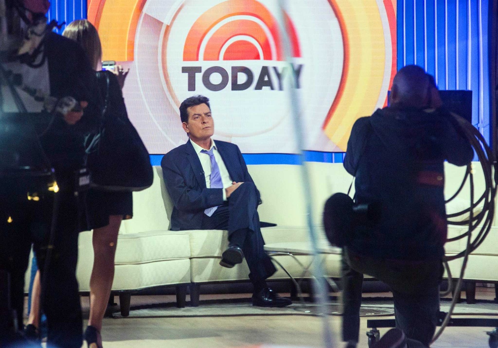 Actor Charlie Sheen waits on the set of the Today Show before formally announcing that he is H.I.V. positive in an interview with Matt Lauer