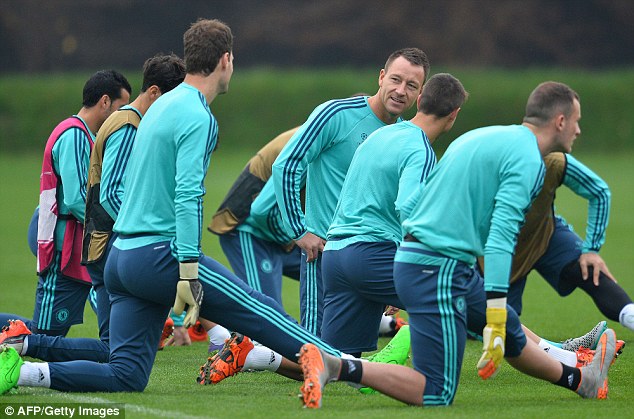 Chelsea players train at Cobham on Tuesday ahead of their Champions League clash against Dynamo Kiev