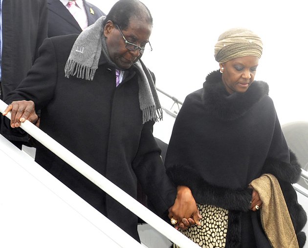 President Mugabe and First Lady Amai Grace Mugabe arrive at Charles de Gaulle Airport yesterday. The President is in Paris to attend the 21st United Nations Framework Convention on Climate Change that runs from November 30 until December 11