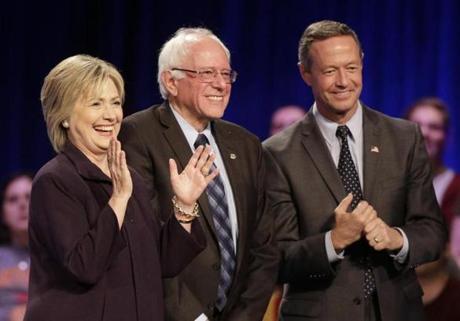 The Democratic presidential candidates smiled after a candidate forum in South Carolina