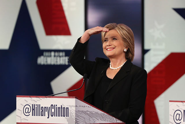 Hillary Rodham Clinton during the Democratic presidential debate at Drake University in Des Moines Iowa Nov. 14 2015