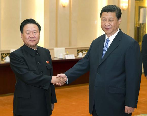 Close																																							
												North Korea's Choe Ryong Hae left meets with Chinese President Xi Jinping in Beijing