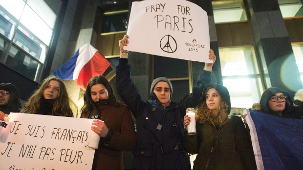 Vigil for victims of Paris attacks in Montreal