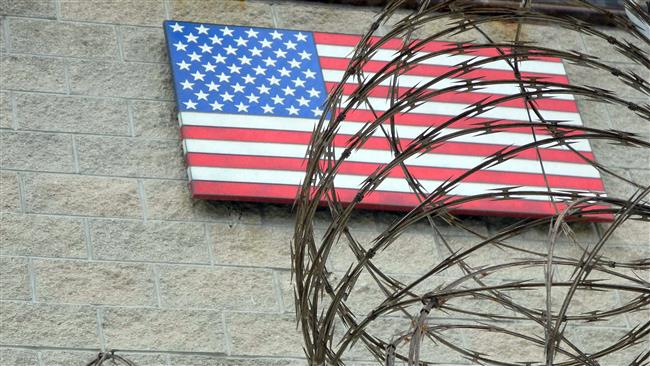 The US flag is seen at the US Naval Base in Guantanamo Bay in Cuba