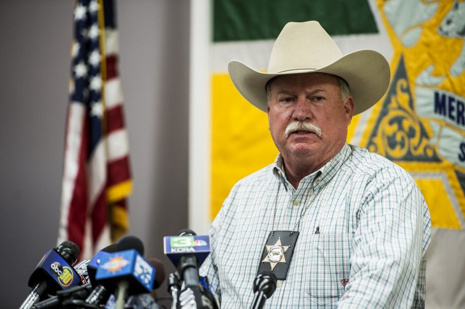 Merced County Sheriff Vern Warnke speaks during a news conference at the Merced County Sheriff's Department in Merced Calif. Thursday Nov. 5 2015. Warnke identified the University of California Merced stabbing suspect shot and killed by police as Fai