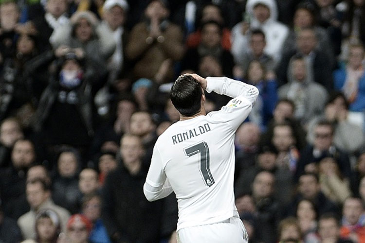 Cristiano Ronaldo gestures after losing the match. The defeat handed hand Madrid their first home loss in 23 Spanish league games