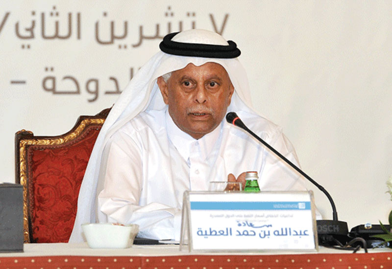 Former energy and industry minister H E Abdullah bin Hamad Al Attiyah at the opening session of the conference at Ritz Carlton Hotel 7 November