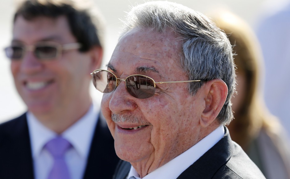 Cuba's President Raul Castro speaks to reporters at José Martí Airport in Havana