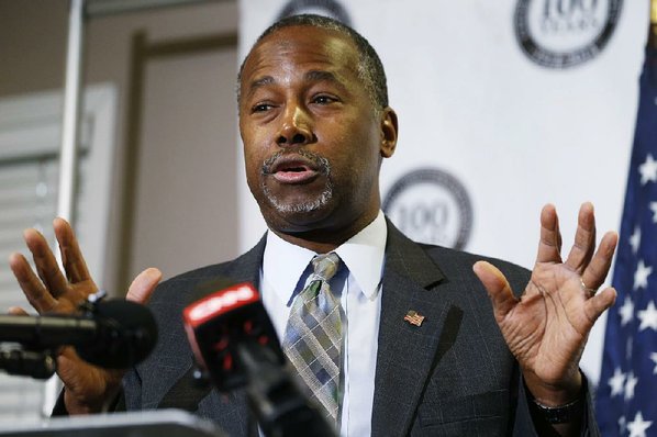 DAVID ZALUBOWSKI						Credit AP				Republican presidential candidate Ben Carson gestures during a campaign stop Thursday Oct. 29 2015 in Lakewood Colo