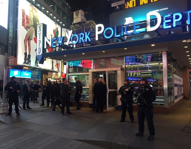 De Blasio in Times Square last night