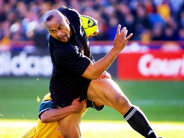 11 2001 shows New Zealand winger Jonah Lomu in action with Australia's George Gregan during their match in the Tri Nations rugby Test at Dunedin New Zealand. Rugby legend Jonah Lomu regarded as the game&#039