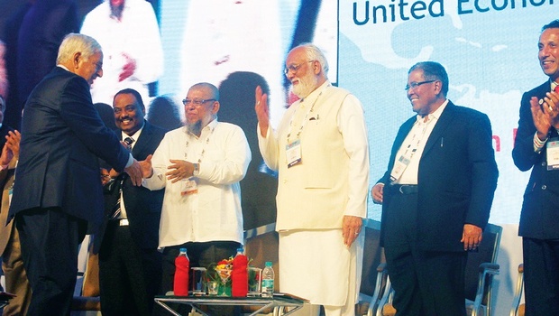 Jammu and Kashmir Chief Minister Mufti Mohammed Sayeed and Prince of Arcot Nawab Mohammed Abdul Ali during the inauguration of United Economic Forum’s first Trade Summit in Chennai on Saturday | P Ravikumar