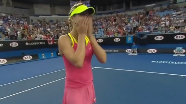 Eugenie Bouchard was clearly embarrassed after being asked to twirl following her second-round win at the Australian Open