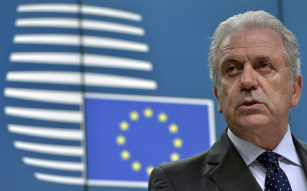 European Commissioner for Migration Dimitris Avramopoulos give a news conference after an emergency meeting on the migrant crisis in Brussels Belgium