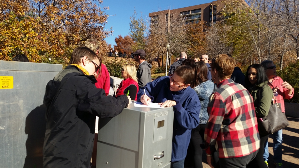 Event attends sign letters of resignation from the LDS Church Salt Lake City Nov. 14 2015